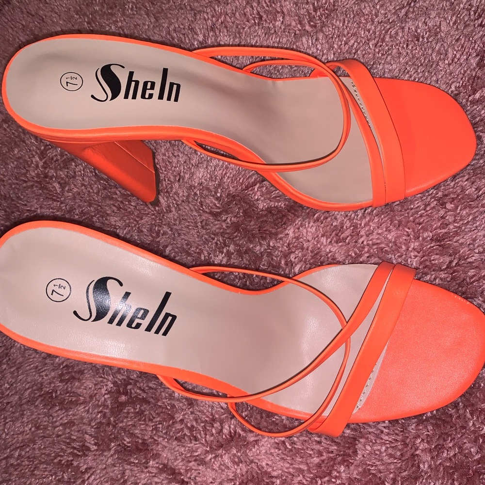 Never worn bright orange heels